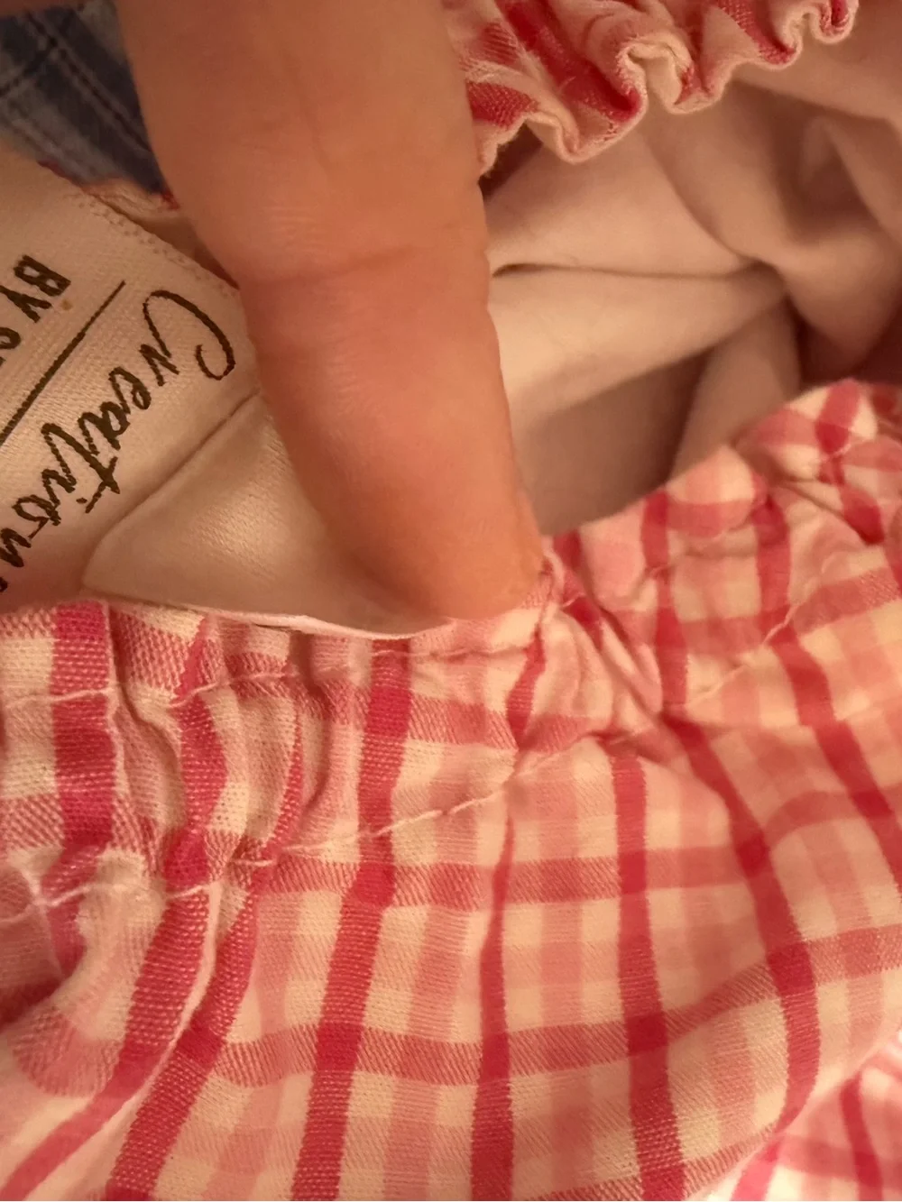 New Creations Pink Plaid Bubble Romper
